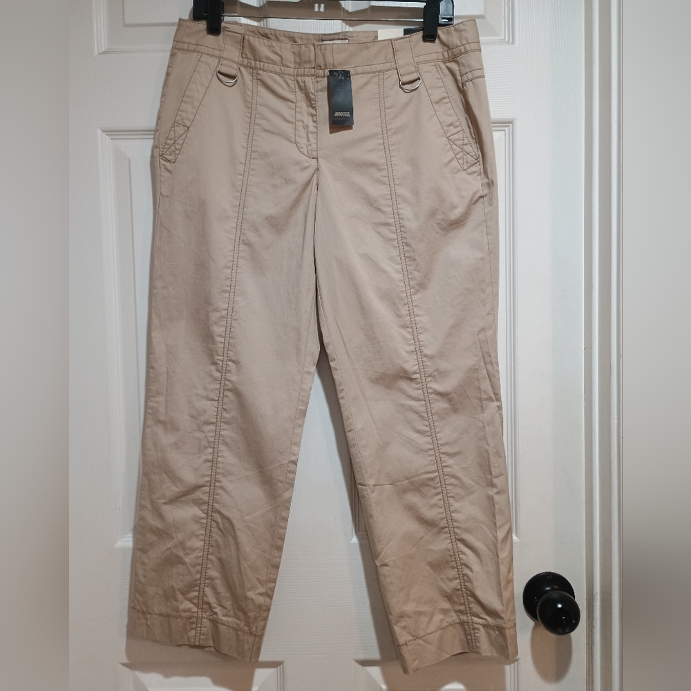 NWT Ann Taylor Tan Ankle Cropped Lightweight Pants Size 6